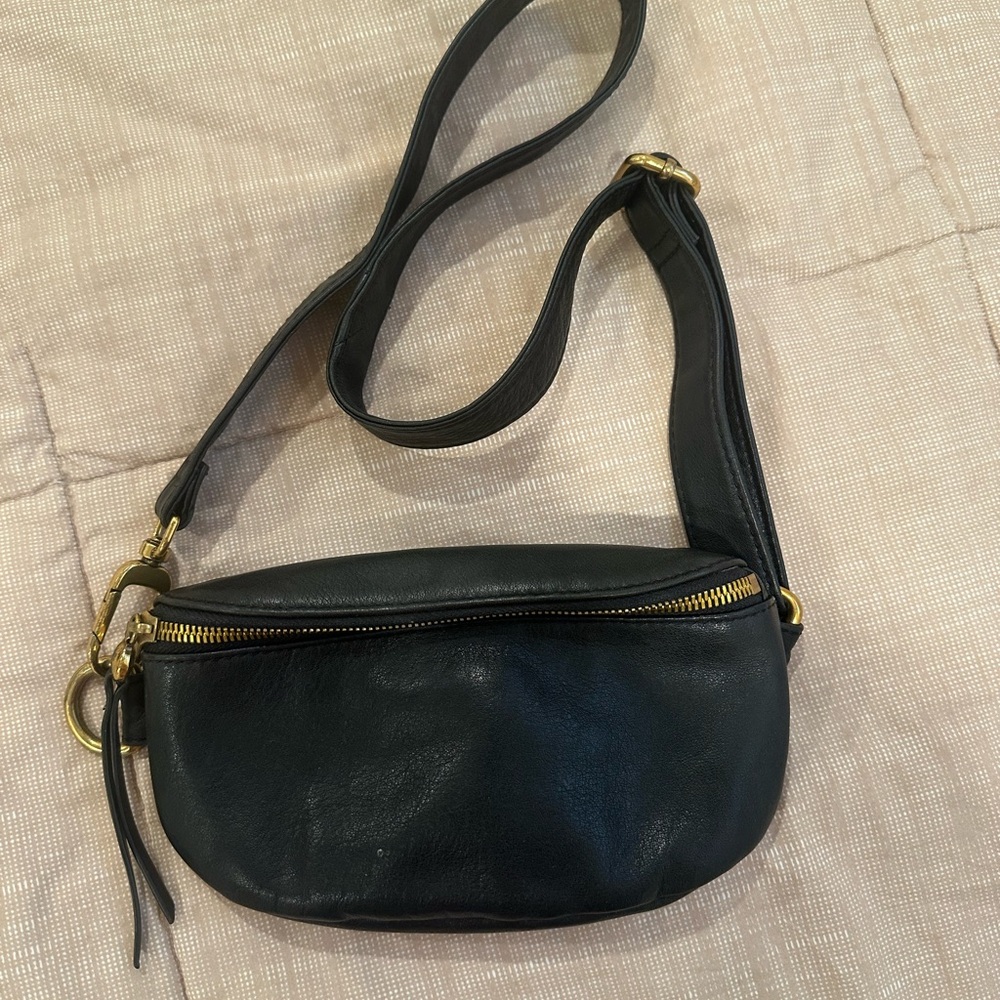 HOBO Black Crossbody Bag with Gold Accents